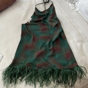 HALTER FOLIAGE SWIRL FEATHER DRESS by WeWoreWhat